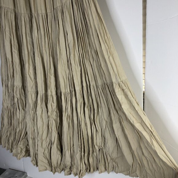 Double D Ranch Tiered Maxi Skirt Size L Ivory Broomstick Flowy Fairy Boho Hippie - Picture 2 of 9